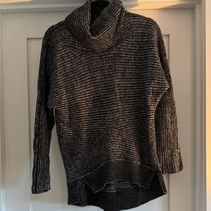 All Saints Black and Gray Cowl Neck Sweater